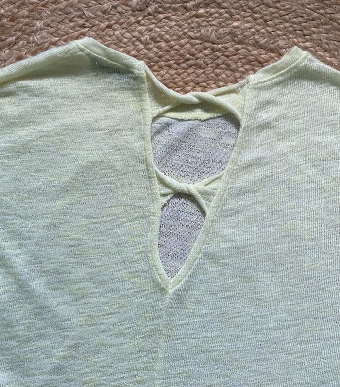 T-shirt pull léger manches courtes jaune clair Taille M - photo numéro 3