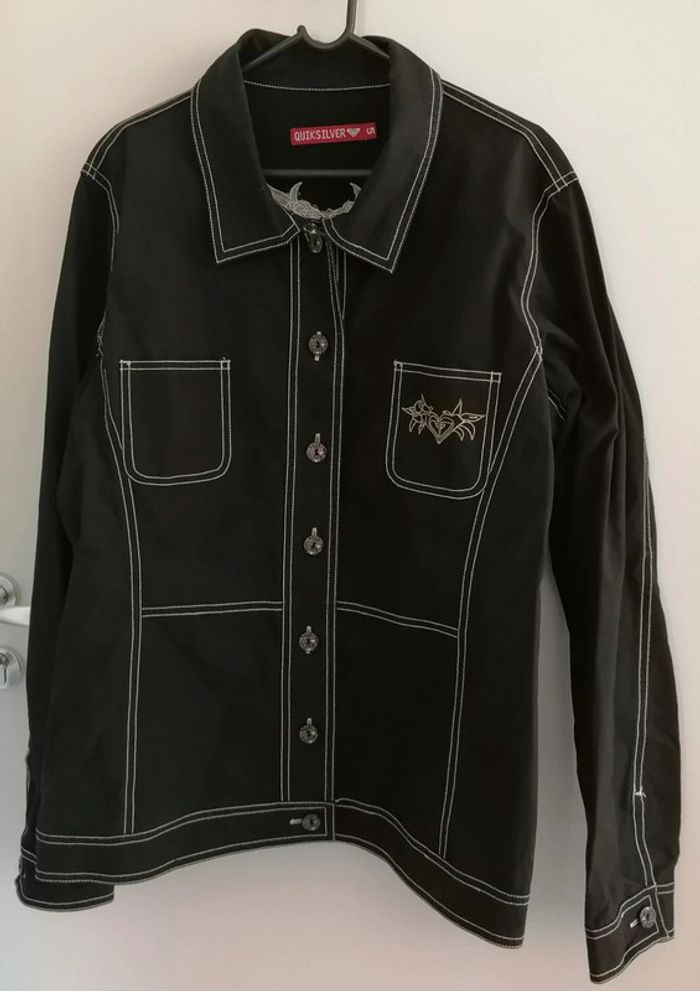 Veste / blazer noir broderie beige Taille XXL Quiksilver - photo numéro 8