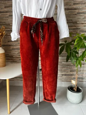 Pantalon confort terracotta avec poches