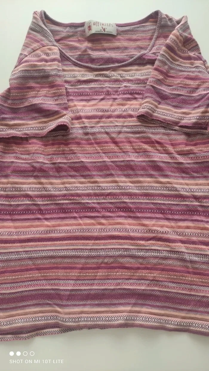 Tee shirt rayé prune Armand Thiery - photo numéro 2