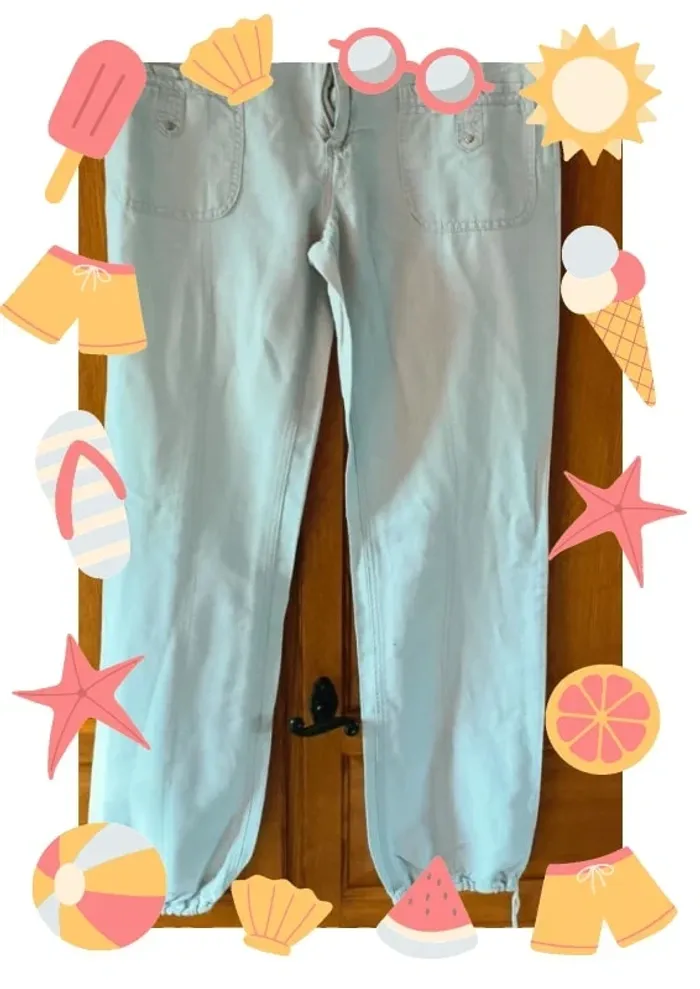 Pantalon en lin gris clair 38