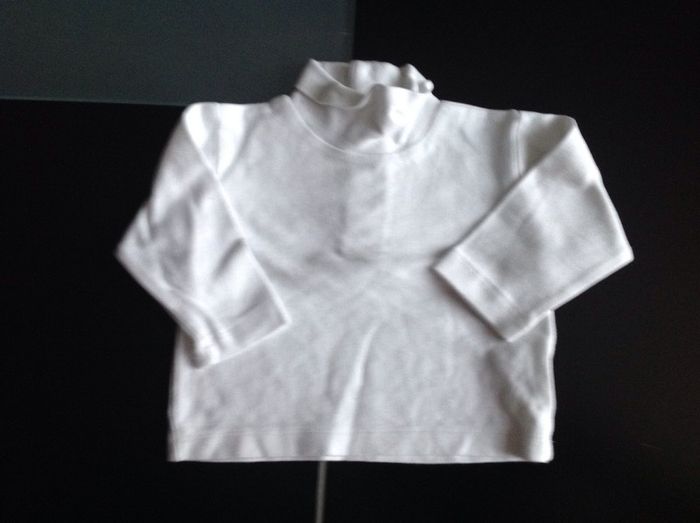 Tee-shirt col roulé blanc mixte - 6 mois