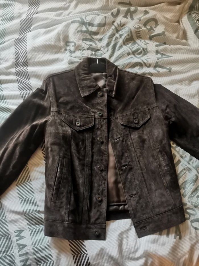 Manteau en cuir marron