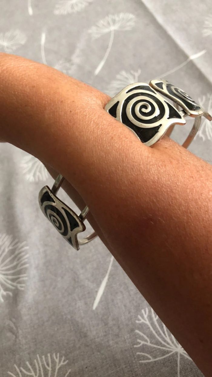 Bracelet manchette motif noir - photo numéro 7