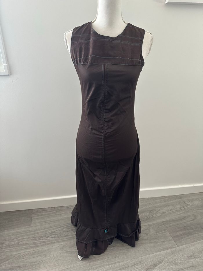 Robe longue marron et turquoise Y2K ici et maintenant t36 S