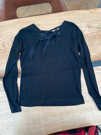 Pull fin à paillettes noir promod taille S 36 38 noeud dans le dos