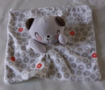 Doudou carré plat ours gris - Cercles - Spilec