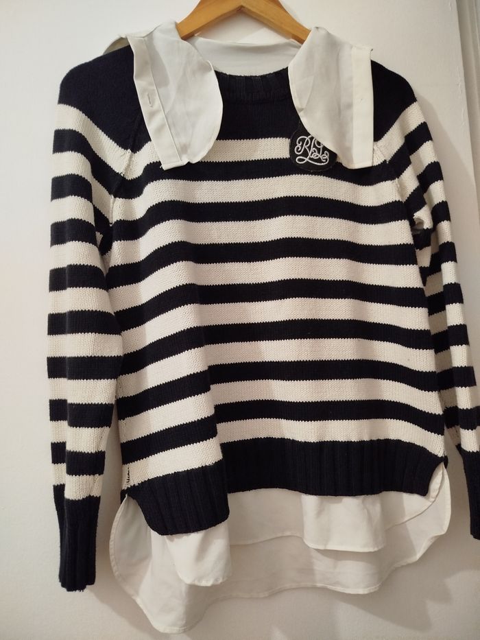 Pull femme Ralph Lauren blanc et noir
