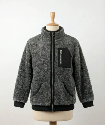 Veste Polaire Zippée "Sherpa" Grise & Noire Tissaia - Taille 5 Ans