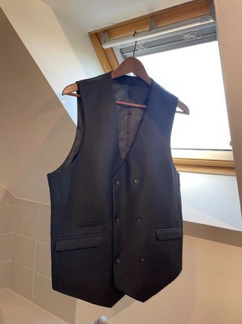 Gilet de costume noir croisé - XL