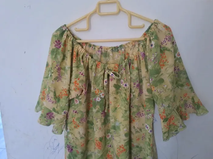 Robe courte / Tunique verte floral Taille Unique - photo numéro 2
