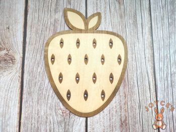 Plaque fraise motricité fine Montessori en bois – Activité sensorielle enfant – Jouet éducatif – DIY tissage fleurs laine chenille