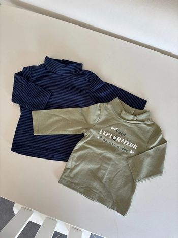 Lot de 2 tee shirt manches longues col roulé 3M
