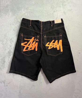 Short/Jort Stussy Black Embroidered Orange Big Logo Back – Taille M