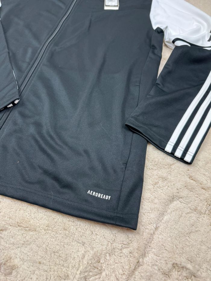 Veste de survêtement Adidas Noir a empiècement blanc Neuve Taille L - photo numéro 3