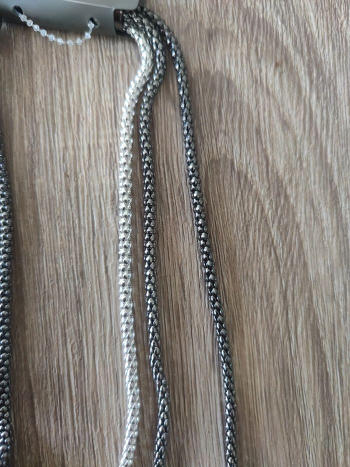Collier 3 chaînes métal neuf - photo numéro 2