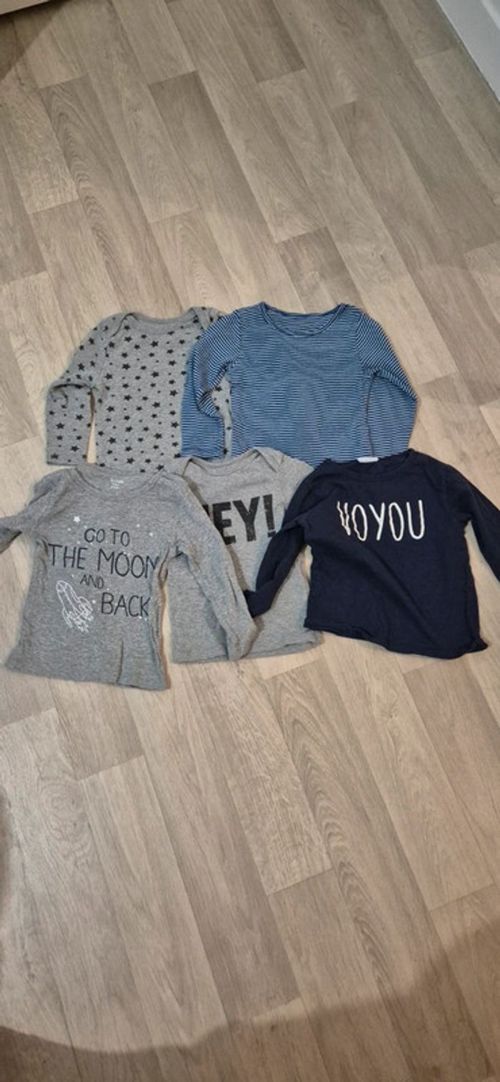 Lot de 5 t-shirts manches longues - 24 mois