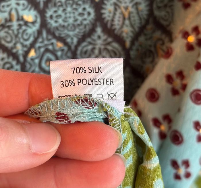 Chemise Crème Bohème imprimée colorée en soie – taille U 36 au 42 - photo numéro 5