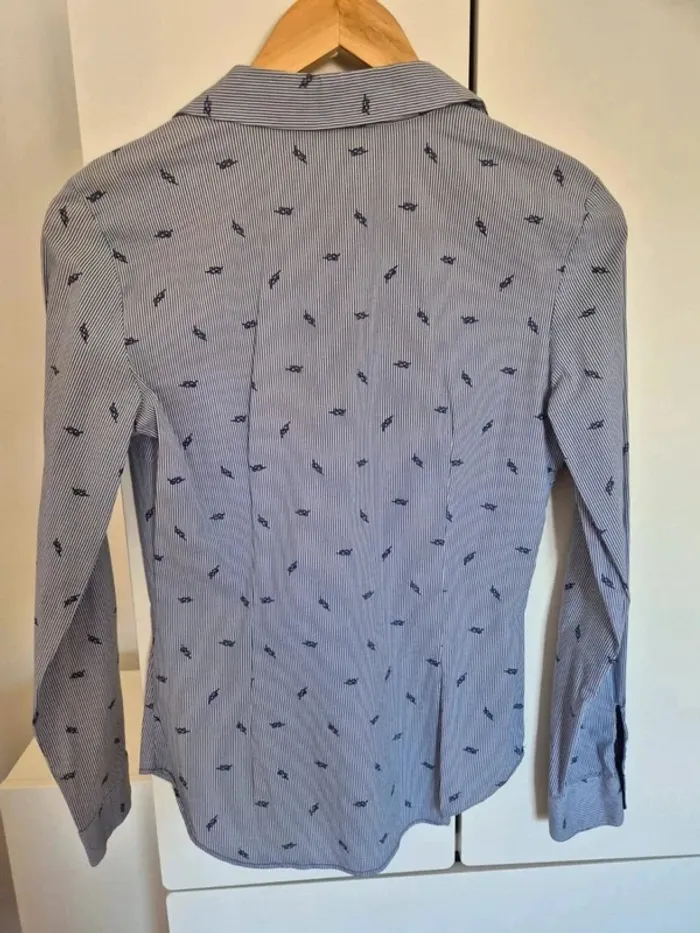 Chemise ZARA basic cintrée bleu à rayures Taille S 36 - photo numéro 8