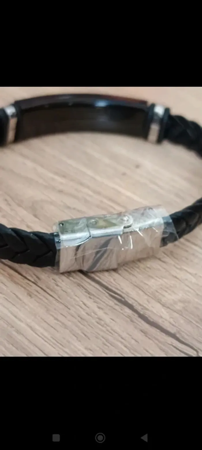 Bracelet homme cuir noir cadeau tonton - photo numéro 3