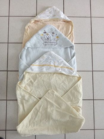 Lot de 3 sorties de bain bébé, mixte 0,12 mois, coton, éponge