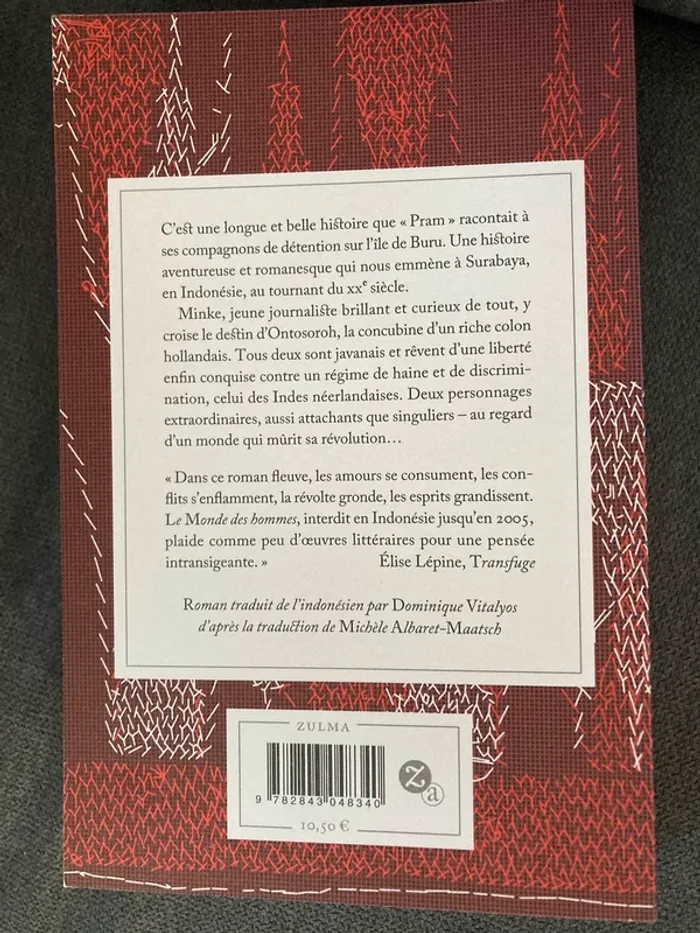 Roman Le monde des hommes Pramoedya Ananta Toer Zulma - photo numéro 2