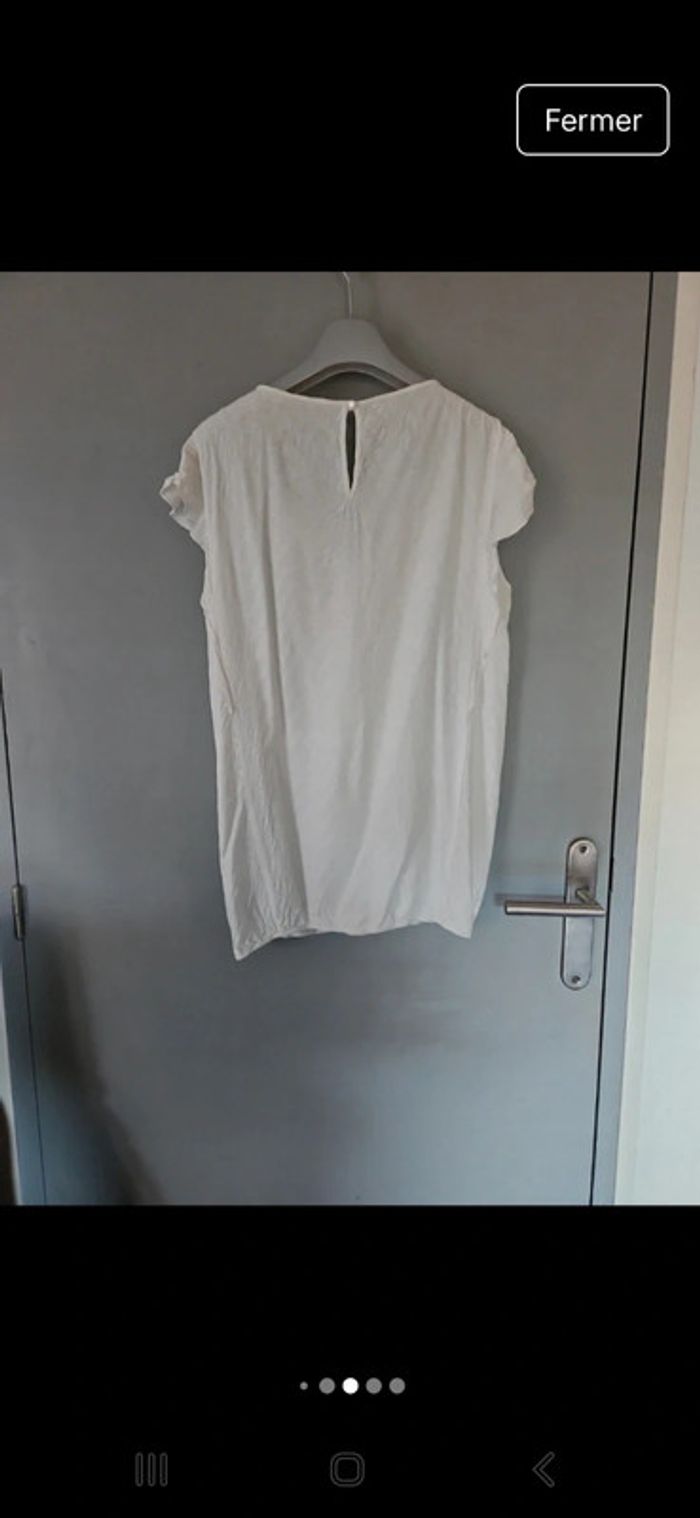 Blouse blanche imprimée plumes bleu et jaune- taille 42 - photo numéro 3
