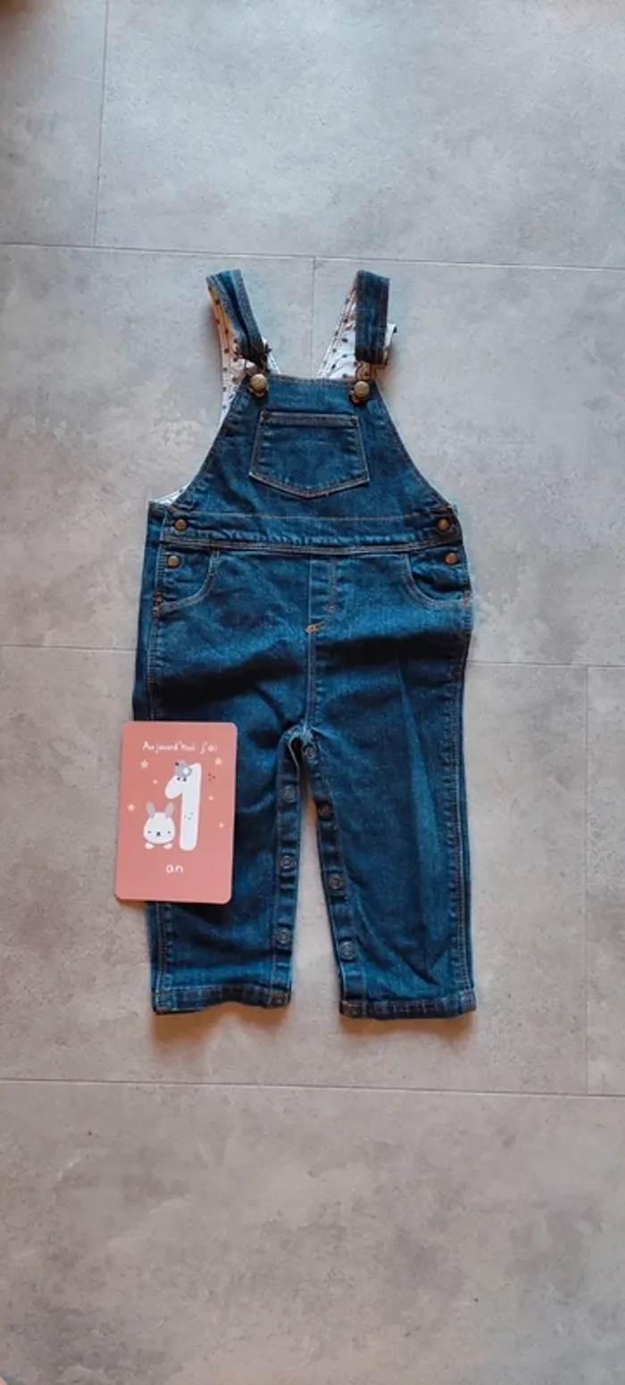 Salopette jean petit bateau 12 mois