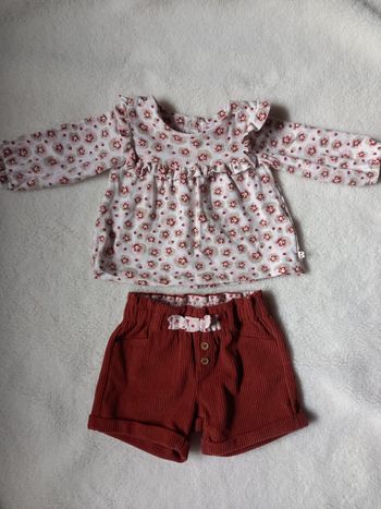 Ensemble fille short et blouse 3 mois