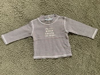 Teeshirt ML bleu et marron 9 mois