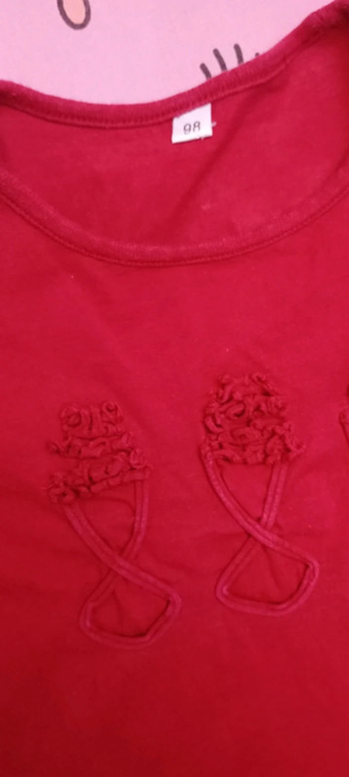 T-shirt rouge foncé 98 cm - photo numéro 2