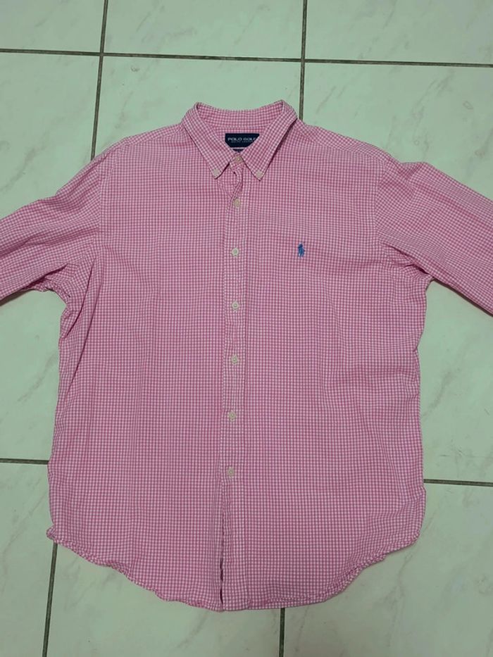 Chemise Polo Golf Ralph Lauren – Carreaux Roses & Blancs – Custom Fit – Vintage Y2K - photo numéro 7