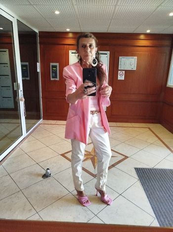 Pantalon crème brillant doré MORGAN