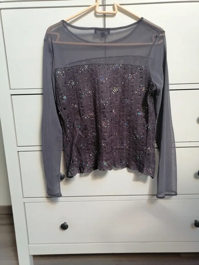 Haut transparent 38, strass - photo numéro 3
