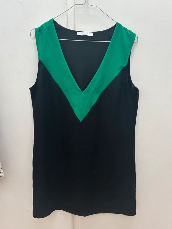Petite robe noir et vert au col - mango - taille M