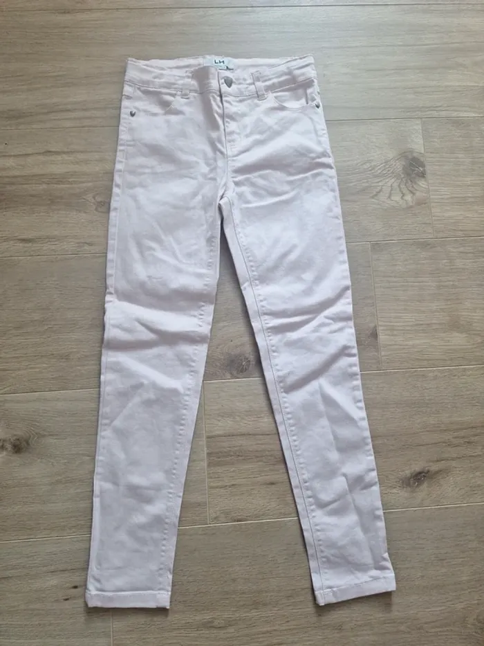 Jean fille 9 ans la halle rose pâle 134 cm 98% coton - photo numéro 2