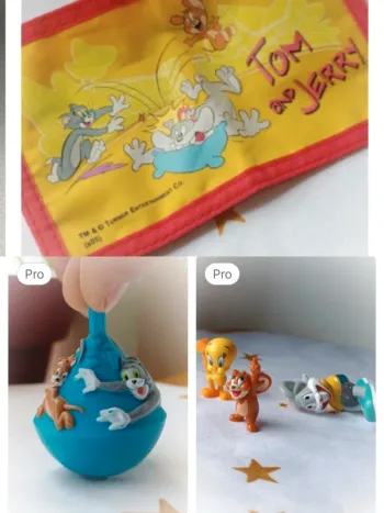 Lot Warner Tom Jerry mouse cat porte monnaie toupie figurine figura rétro toy vintage