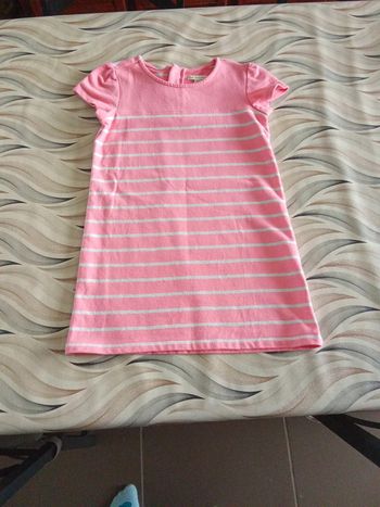 Robe rayée rose saumon et grise Vertbaudet 8 ans