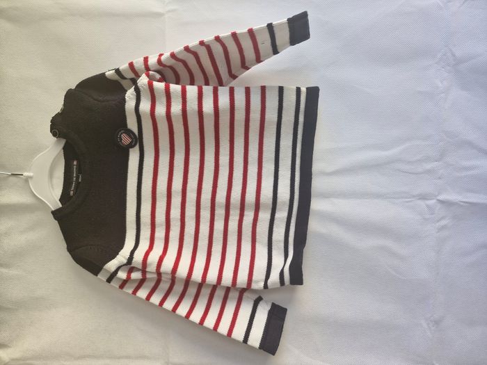 Pull marinière 4 ans Terre de Marins Marine blanc rouge à rayures