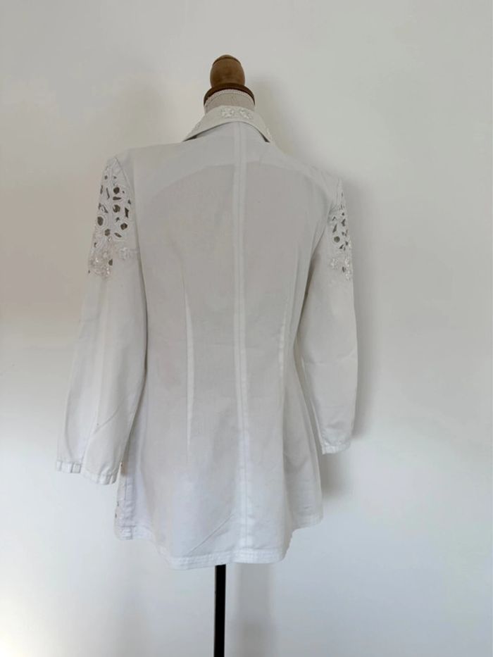 Veste blazer dentelle broderie vestido stretch denim manches vest manteau blouson Giacca jacket - photo numéro 2