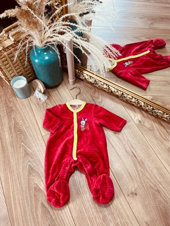 Taille 1 mois pyjama velours garçon orchestra rouge et jaune * rayures * 💙
