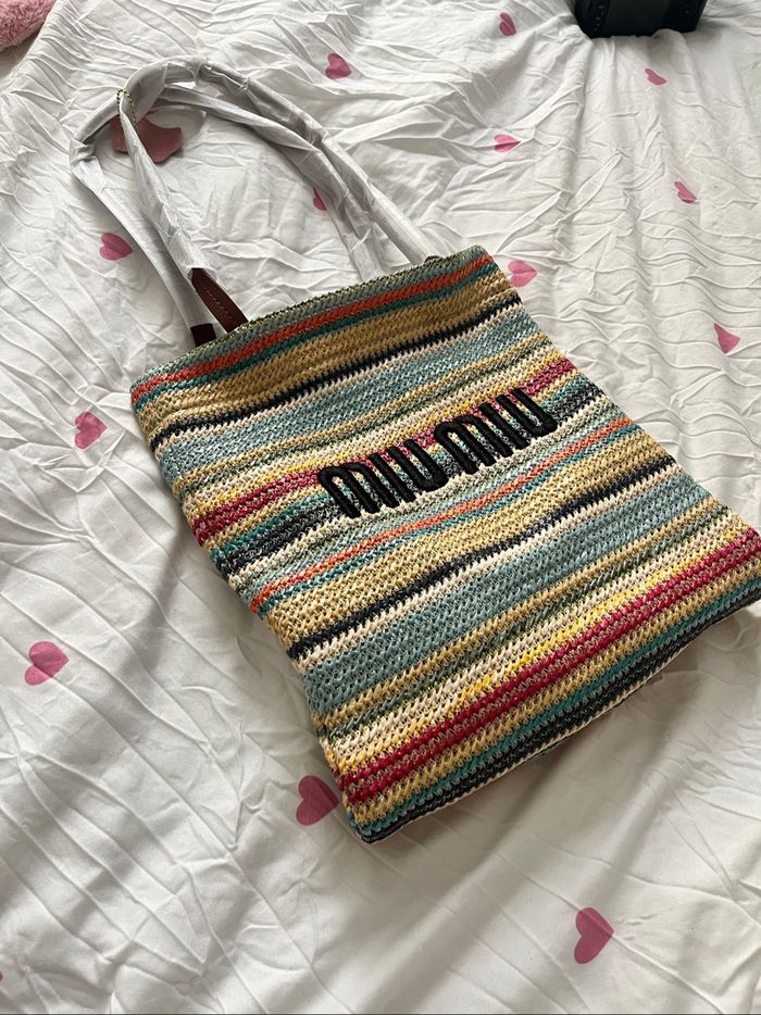 Miu Miu sac cabas en crochet à rayures