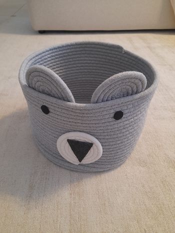 Inwagui Corde en Coton Pliable Panier de Rangement Tissé Ours Boîte à Jouets avec Poignées Bébé Corb