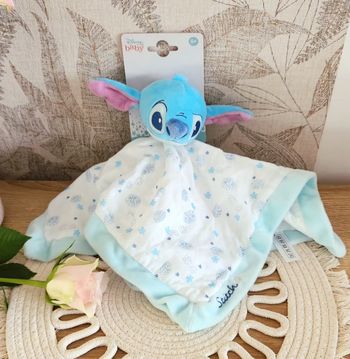 Doudou Lange Bébé Disney Stitch Bleu blanc neuf