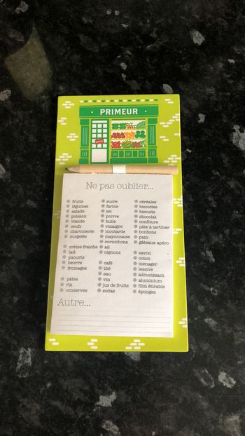 Calepin liste courses aimanté