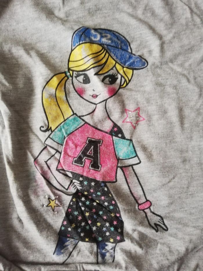 Tee shirt manches longues gris 104cm palomino - photo numéro 2