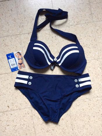 bikini bleu/blanc NEUF (n°44)