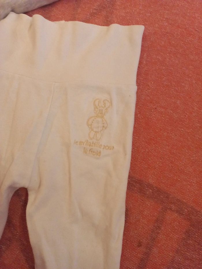 Ensemble toute saison bébé bas avec pieds et t-shirt long coton 0 3 mois - photo numéro 3