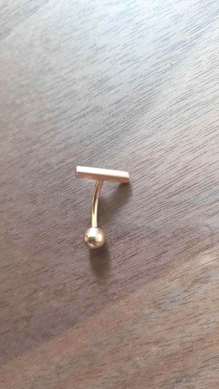 💛 Piercing nombril minimaliste en acier doré rose 💛