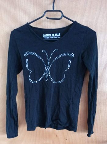 Tee shirt noir avec papillon - Caprice de fille